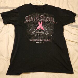 Hard Rock Cafe shirt - pink ribbon - size L